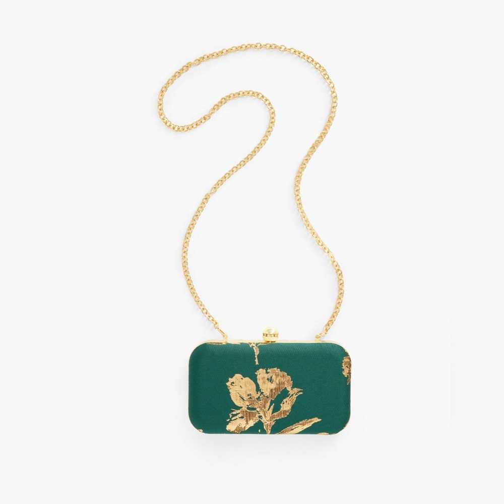 TALBOTS METALLIC FLORAL JACQUARD MINAUDIÈRE CLUTCH